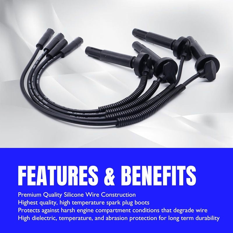 OXCANO SOA430Q119 Ignition Spark Plug Wires Set of 4 Compatible with SAAB 9-2X, Subaru Baja H4 2.5L, Forester H4 2.5L, Impreza H4 2.2L, Impreza H4 2.5L, Legacy H4 2.2L, Legacy H4 2.5L, Outback H4 - Image 5